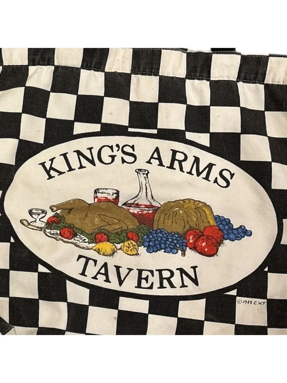 2PC 80s WILLIAMSBURG CWF COTTON TOTE WHIMSY CHOWNINGS TAVERN & KINGS ARMS TAVERN